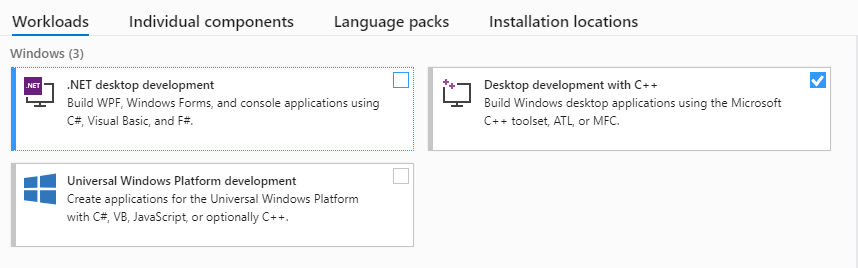 VS2019 Install Setup