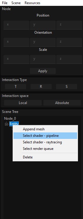 Assign a shader through the scene tree